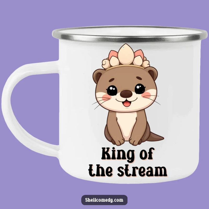 Funny Otter Cub Seashell Crown Camping Mug: Durable Royal Outdoors Gift