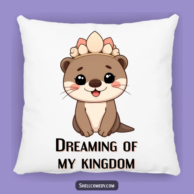 Funny Otter Cub Seashell Crown Pillow: Cozy Proud Accent Decor Gift