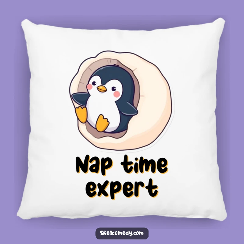 Funny Penguin Seashell Pillow: Adorable Winter Accent, Lovely Funny Gift