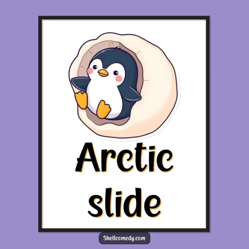 Funny Penguin Seashell Art Print: Hilarious Wall Decor, Perfect DIY Funny Gift