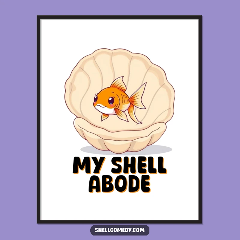 Funny Goldfish Seashell Art Print: Hilarious Wall Decor, Perfect DIY Funny Gift