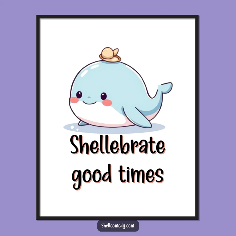 Funny Whale Shell Digital Art: Instant Ocean Joy for Your Walls Funny Gift