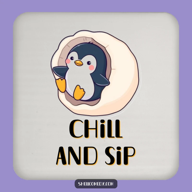 Funny Penguin Seashell Coaster: Hilarious Drink Accessory, Perfect Funny Gift