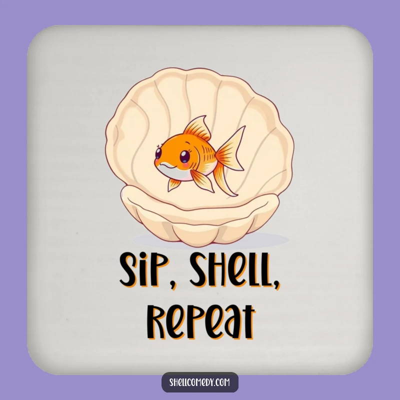Funny Goldfish Seashell Coaster: Hilarious Drink Accessory, Perfect Funny Gift