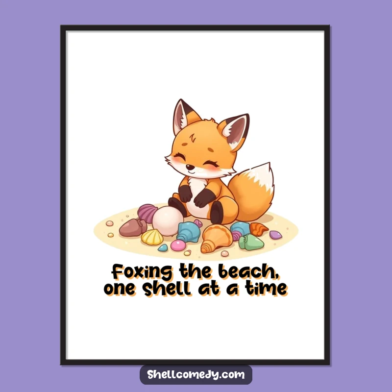 Free Printable Wall Art: Fox Cub's Beach Art, Whimsical Downloadable Decor!