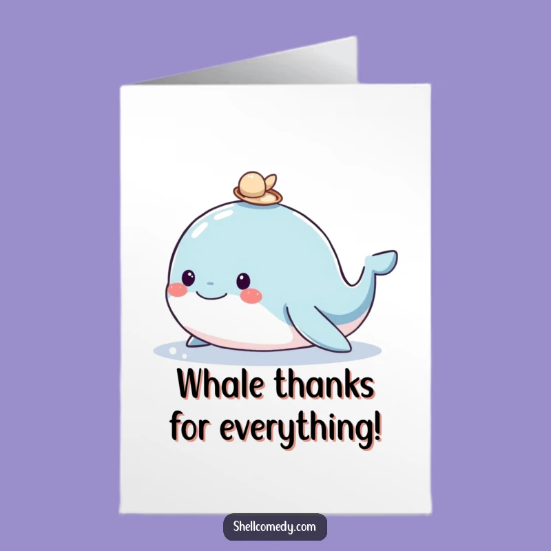 Free Printable Thank You Card: Whimsical Whale & Shell, Funny Downloadable Gratitude