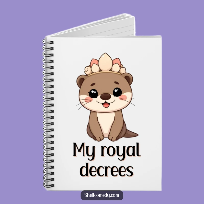 Funny Otter Cub Seashell Crown Notebook: Proud Smiling Journal Gift