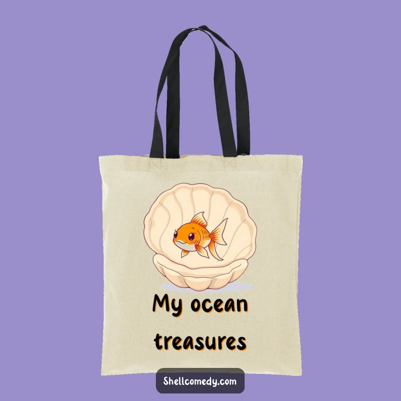 Funny Goldfish Seashell Tote Bag: Hilarious Beach Accessory, Great Funny Gift