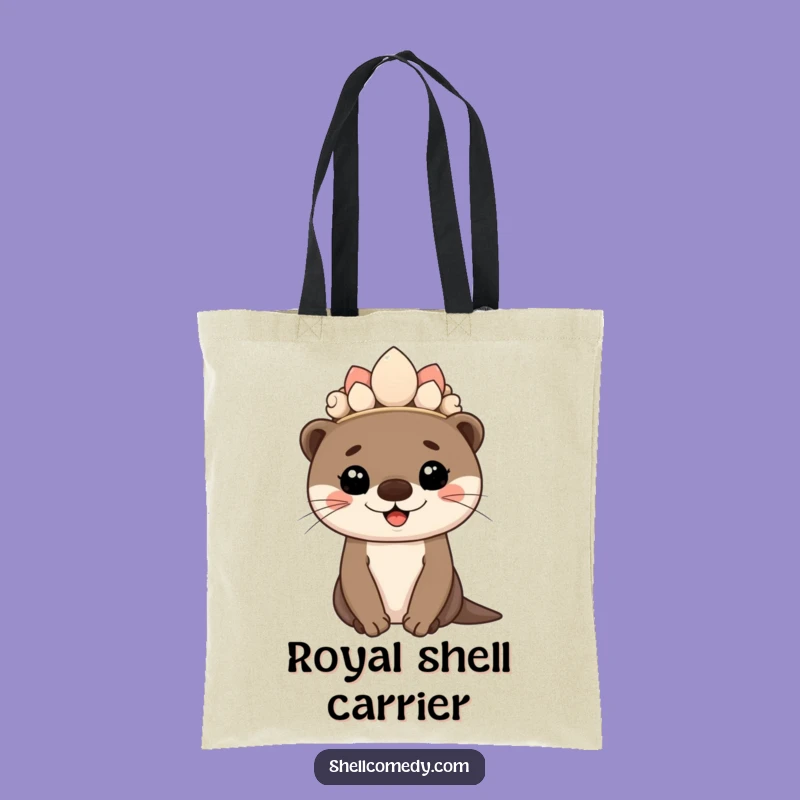 Funny Otter Cub Seashell Crown Tote Bag: Chic Royal Accessory Gift